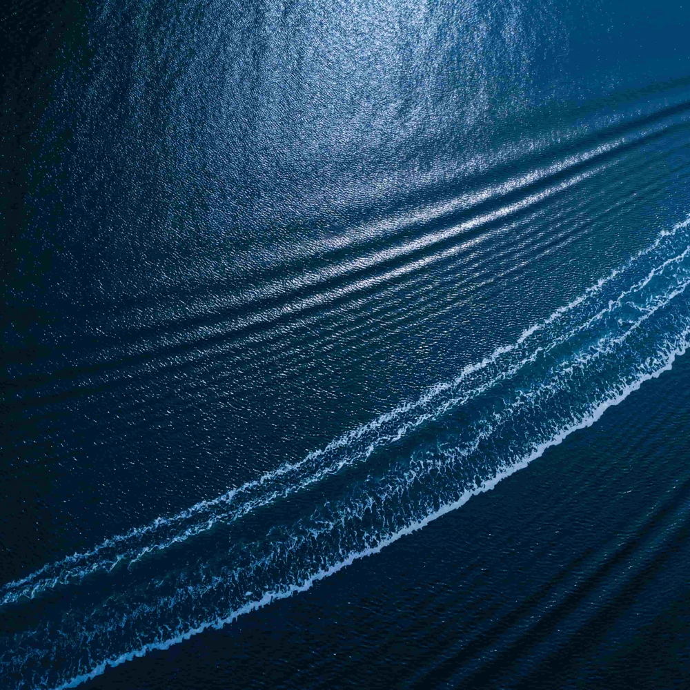 A ships wake on the ocean.